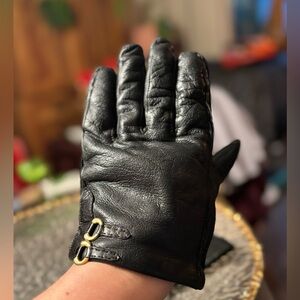 🇮🇹 Vintage Vintage Italian Leather Driving Gloves – Black & Gold-Tone• Old Money